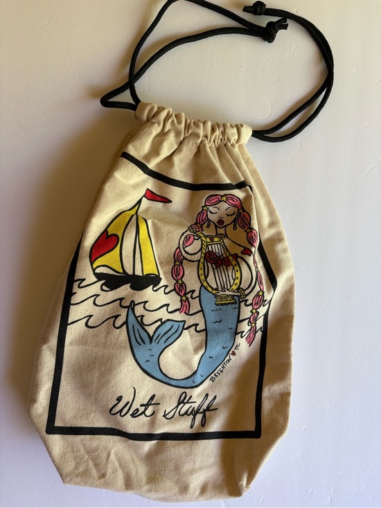 Brighton Handbags - Rare! Brighton Drawstring Pouch in Cream with Mermaid Print